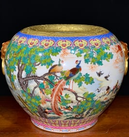 An Exquisite Famille-Rose Iron-Red Painted Gold Flower and Bird Pattern Dragon Pattern with poem