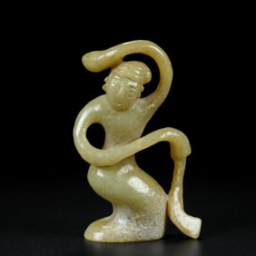 An Exquisite White Jade Figure Ornament