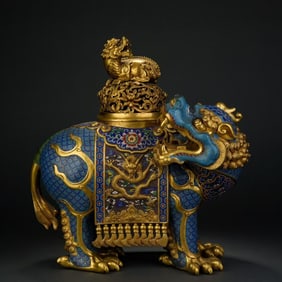 A Exquisite Cloisonne Dragon Pattern Auspicious Beast Censer