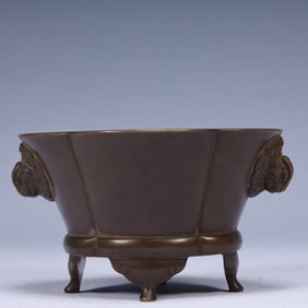 An Exquisite Bronze Double-Ears and Tripod Censer