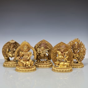 A Exquisite A Set of Gilt Bronze Statue of Mammon