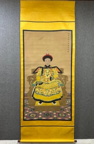 A Chinese Vertical Scroll Ink Painting of Figure on Silk