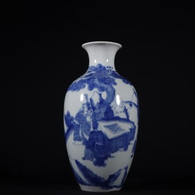 An Exquisite Blue and White Character and Story Pattern Vase