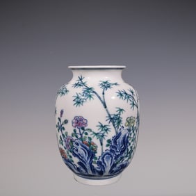 An Exquisite Doucai Blue and White Flower and Bird Pattern Vase