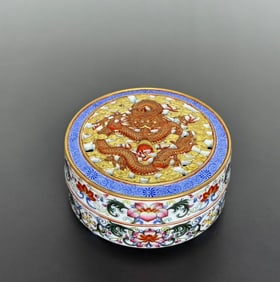An Exquisite Famille-Rose Lotus Pattern Dragon Pattern Censer