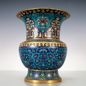 A Exquisite Cloisonne Gilt Bronze Beast-Face Pattern Vase