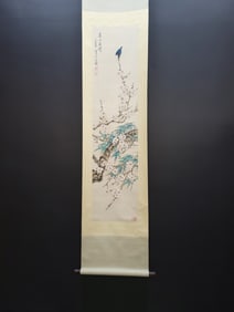 A Chinese Vertical Scroll Ink Painting of Flower and Bird on Paper