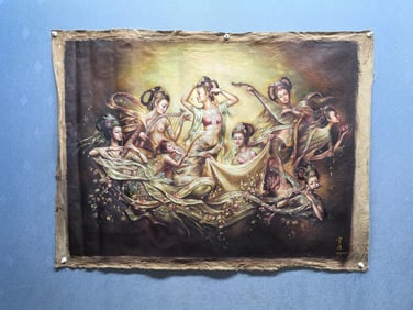 A Chinese Oil Character and Story Painting