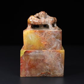 An Exquisite White Jade Auspicious Beast Seal