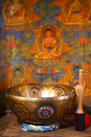 An Exquisite Bronze Painted Color Buddha Statue Pattern Bowl