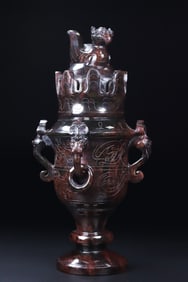 An Exquisite White Jade Dragon and Phoenix Pattern Censer