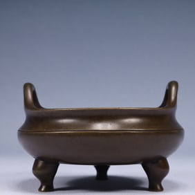 An Exquisite Bronze Double-Ears and Tripod Censer