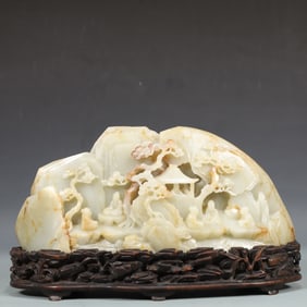 A Exquisite White Jade Landscape and Figure Pattern Ornament