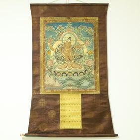 An Exquisite Brocade Painted Color Statue of Manjusri Tangka