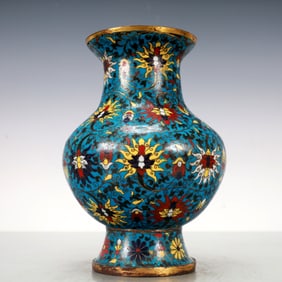 A Exquisite Cloisonne Gilt Bronze Lotus Pattern Vase