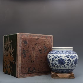 An Exquisite Blue and White Lotus Pattern Jar