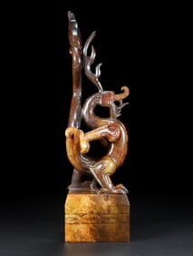 An Exquisite White Jade Auspicious Beast Seal