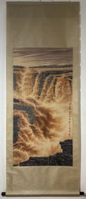 A Chinese Vertical Scroll Ink Painting of Scenery on Paper