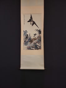 A Chinese Vertical Scroll Ink Painting of Flower and Bird on Paper