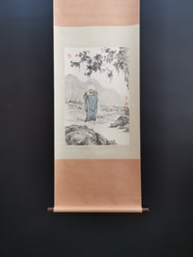 A Chinese Vertical Scroll Ink Painting of Figure on Paper