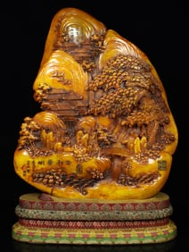 An Exquisite Tianhuang Stone Landscape and Figure Pattern Seal Ornament