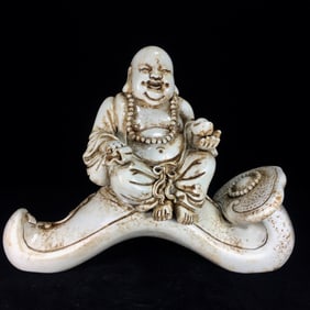 An Exquisite Blance-De-Chine Statue of Maitreya Buddha