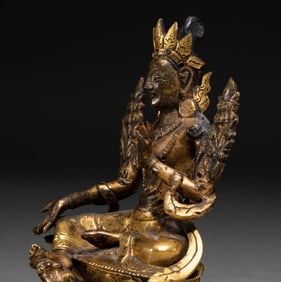 An Exquisite Gilt Bronze Statue of Tara