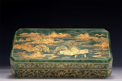 A Superb Jasper Gilded 'Landscape' Box