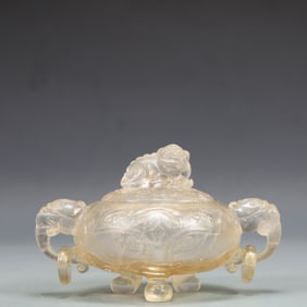 A Exquisite Crystal Beast-Face Pattern Double-Ears and Tripod Censer