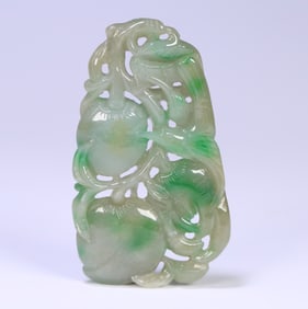 An Exquisite Jadeite Flower and Fruit Pattern Brand