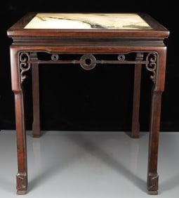 A Exquisite Zitanwood Inlaid Marbled Table