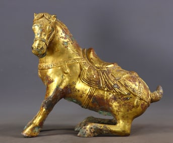 An Exquisite Gilt Bronze Horse Ornament