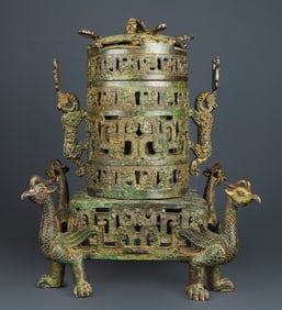 An Exquisite Bronze Chi-Dragon Pattern With Inscription Censer