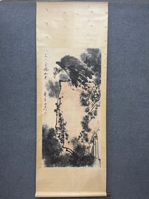 A Chinese Vertical Scroll Ink Painting of Flower and Bird on Paper