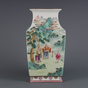An Exquisite Famille-Rose Character and Story Pattern Vase