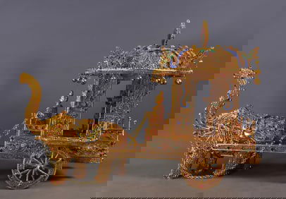 A Set of Fine Gilt Bronze Inlaid Gems Elephant Ornament