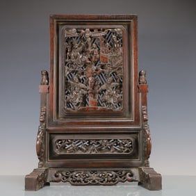 A Exquisite Zitanwood Character and Story Pattern Screen