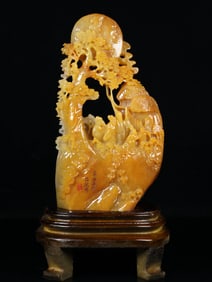 An Exquisite Tianhuang Stone Landscape and Figure Pattern Ornament