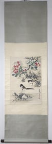 A Chinese Vertical Scroll Ink Painting of Flower and Bird on Paper