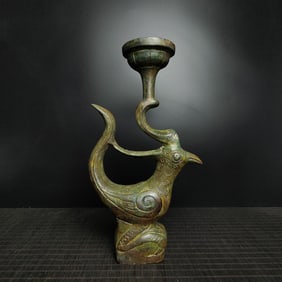 An Exquisite Bronze Bird-Shaped Candlestick
