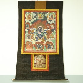 An Exquisite Brocade Painted Color Six-arms Statue of Vajra Tangka