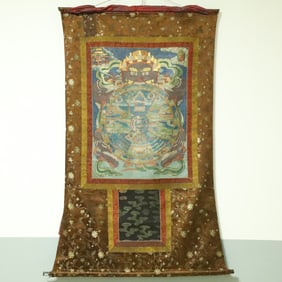 An Exquisite Brocade Painted Color Statue of Vajra Tangka