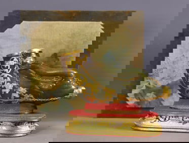 An Exquisite White Jade Cover with Gold Lotus Pattern Cup