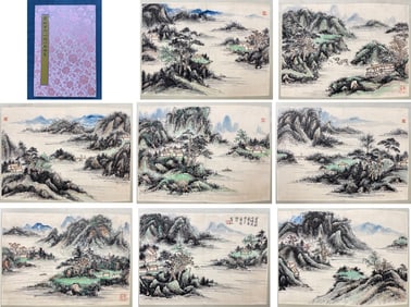 A Chinese Album Ink Painting of Landscape on Pape