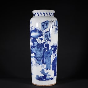 An Exquisite Blue and White Character and Story Pattern Vase