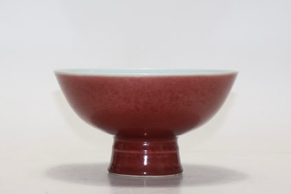 An Exquisite Ji Red Glazed Stem Bowl