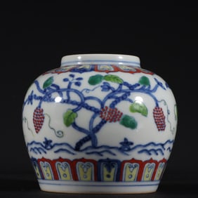 A Rare Doucai Grapes Pattern Jar