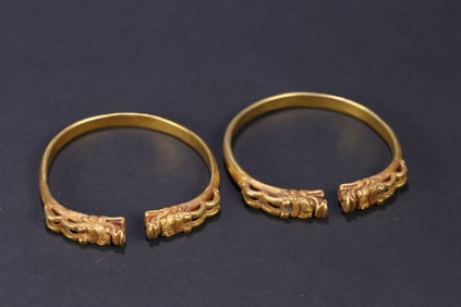 A Pair of Exquisite Gilt Silver Bracelets