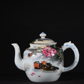 An Exquisite Enamel Flower and Bird Pattern with poem Ewer