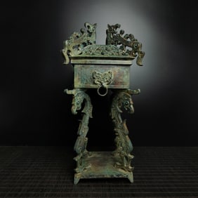 An Exquisite Bronze Beast-Face Pattern With Inscription Censer